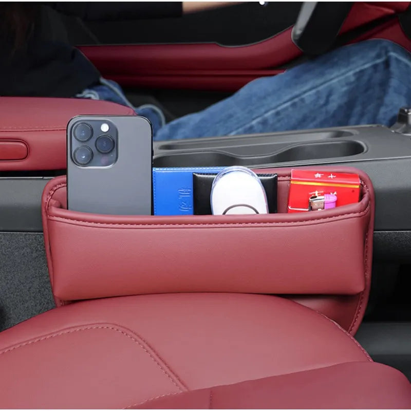 Boîte de rangement pour fentes de siège de voiture en cuir